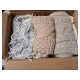 steo spce 6 Pack Vintage Knit Christmas Stockings White Beige Apricot Rustic Boho Farmhouse Cable Knitted Holiday Set, 3 Large 18 and 3 Small 15 Neutral Stockings (Linen Color) - Retail: $39