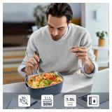 SOHIDA Electric Lunch Box, 12V/24V/110V Portable Food Warmer with SS Fork & Spoon for Car/Truck/Office, 80W Self Heating Lunch Box with 1.5L 304 Stainless Steel Container & 0.45L PP Fruit Box Sky Blue