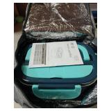 SOHIDA Electric Lunch Box, 12V/24V/110V Portable Food Warmer with SS Fork & Spoon for Car/Truck/Office, 80W Self Heating Lunch Box with 1.5L 304 Stainless Steel Container & 0.45L PP Fruit Box Sky Blue