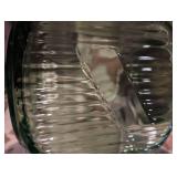 Vintage Large Green Glass Storage Jar with Wooden Handle