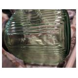 Vintage Large Green Glass Storage Jar with Wooden Handle