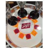 Schlitz Beer Pilsner Glass Set with Serving Tray 1968