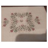Floral Cross Stitch in Wooden Frame top of beautiful box