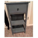 Set of 2 Farmhouse Blue-Grey Wooden Nightstand with Decorative Side Panels 33x16x10