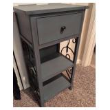 Set of 2 Farmhouse Blue-Grey Wooden Nightstand with Decorative Side Panels 33x16x10