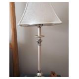 Set of 2 32 inch tall White Table Lamps with Embroidered Shades