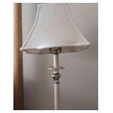 Set of 2 32 inch tall White Table Lamps with Embroidered Shades