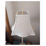 Set of 2 32 inch tall White Table Lamps with Embroidered Shades