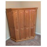 Solid Oak Entertainment Center with Storage