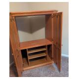 Solid Oak Entertainment Center with Storage
