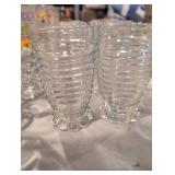 Clear Glass Beehive Pattern Drinking Glasses Set of 8