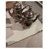 Victorian Style Silver Plated Salt and Pepper Tea Service Set