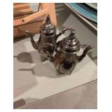 Victorian Style Silver Plated Salt and Pepper Tea Service Set