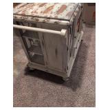 Ornate White Display Cabinet with Glass Panels