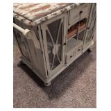 Ornate White Display Cabinet with Glass Panels