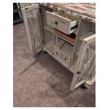 Ornate White Display Cabinet with Glass Panels