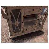 Ornate White Display Cabinet with Glass Panels