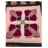 Handmade Floral Cross Pattern Quilt Block