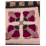 Handmade Floral Cross Pattern Quilt Block