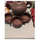 Chinese Yixing Clay Tea Set with Teapot and Cups