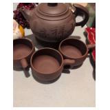 Chinese Yixing Clay Tea Set with Teapot and Cups