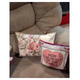 Decorative Needlepoint Throw Pillows Set - Cherry Blossom and Mom Theme