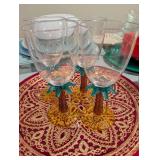 Palm tree plastic wine glasses set of 4