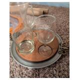 Decorative Wood and Metal Wine Glass Holder Set