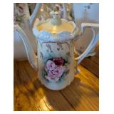 Decorative Porcelain Coffee Pot with Pink Roses