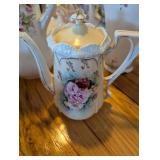 Decorative Porcelain Coffee Pot with Pink Roses
