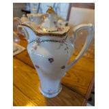 Rose Pattern Porcelain Creamer Set with Gold Trim