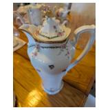 Rose Pattern Porcelain Creamer Set with Gold Trim
