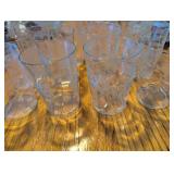 Crystal Etched Floral Drinking Glasses Set of 9