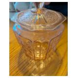 Pink Depression Decorative Glass Candy Dish with Lid