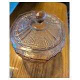 Pink Depression Decorative Glass Candy Dish with Lid