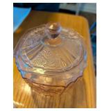 Pink Depression Decorative Glass Candy Dish with Lid