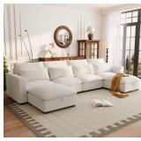 Harper & Bright Designs 131.9 in. Linen Blend U-shaped Modular Sectional Sofa in Beige with 2-Storage Ottomans - Retail: $1,134