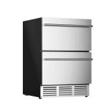 SIMZLIFE23.5 in. 5 cu. ft. 160 Can Built-In and Standard Double Drawer Beverage Refrigerator in Silver with Frost-Free - Retail: $989