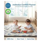 Baby Play Mat 50'x50', Non-Slip Baby Mat for Floor, Soft Thicker, Portable Playmat, Crawling Mat for Babies, Toddlers & Infants to Play and Learn(Earth Beigewhite Tones)