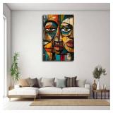 Color Art People Theme Abstract People Vintage Art Poster Wall Art Canvas Print Picture Home Bedroom Decor Present Frameless and Framed (16 24inch Framed)