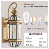 Retails for $109! Milaii 17' H Copper Brass Outdoor Wall Light Exterior Lantern Gold Light Fixtures Outside Porch Lights IP65 Waterproof Paito Wall Mount Lighting for House