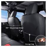 Retails for $140! GIANT PANDA Jeep Wrangler 4 Door JL 2018-2026 Full Set Car Seat Covers for Sahara Sport Rubicon Unlimited Willys Without Rear Cup Holder,Faux Leather (Black+Red)