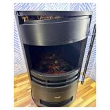 Retails for $200! Freestanding Electric Fireplace Stove, 1500W Heater with Realistic 3D LED Log Flame, Adjustable Thermostat, 2 Heat Settings, Overheat Protection, Black Cast Iron Design for Indoor Us