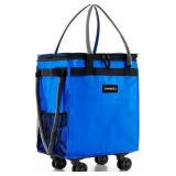 (Medium) Fanwoli Reusable Grocery Bag on Wheels with Upgraded Wrinkle-Resistant Fabric | Enhanced Stability Wheels & Extended Handle | Foldable Shopping Trolley for Laundry, Carries Up to 66 L