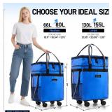 (Medium) Fanwoli Reusable Grocery Bag on Wheels with Upgraded Wrinkle-Resistant Fabric | Enhanced Stability Wheels & Extended Handle | Foldable Shopping Trolley for Laundry, Carries Up to 66 L