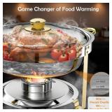 Retails for $122! ALSO GO Round Chafing Dishes for Buffet 4 Pack, 6QT Chafing Dishes Buffet Set Gold, Catering Food Warmer for Parties Buffet with Full Size Chafing Pans, Stainless Steel Warming Trays