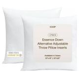 Coop Home Goods Essence Adjustable Throw Pillow Inserts 24x24, Set of 2, Adjustable Down Alternative Cushions for Couch, Bed, or Chair, Decorative Square Pillows for Living Room, Oeko-Tex Certified