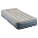 Intex 64115ED Dura-Beam Standard Pillow Rest Air Mattress: Fiber-Tech Twin Size Built-in Electric Pump 12in Bed Height 300lb Weight Capacity