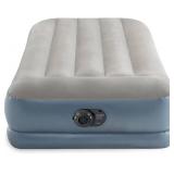 Intex 64115ED Dura-Beam Standard Pillow Rest Air Mattress: Fiber-Tech Twin Size Built-in Electric Pump 12in Bed Height 300lb Weight Capacity