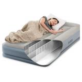 Intex 64115ED Dura-Beam Standard Pillow Rest Air Mattress: Fiber-Tech Twin Size Built-in Electric Pump 12in Bed Height 300lb Weight Capacity